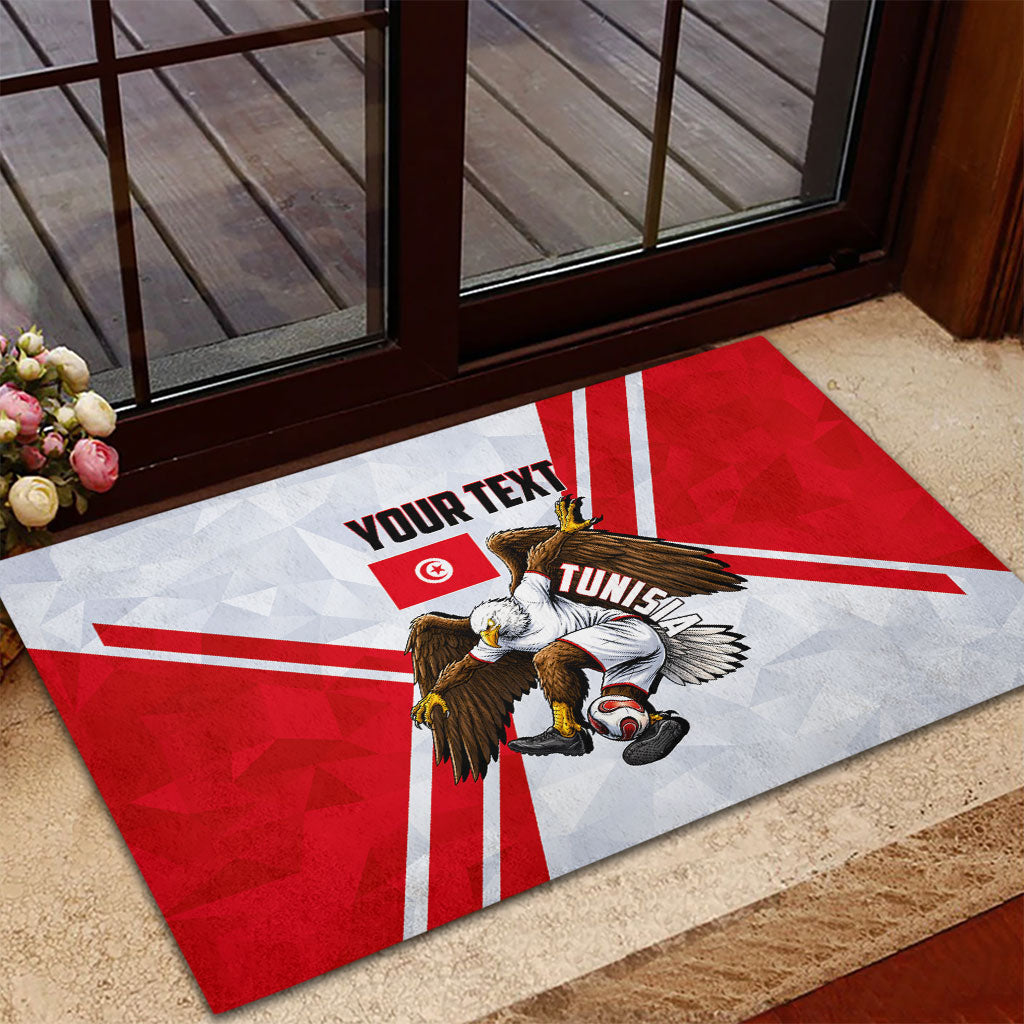 Personalized Tunisia Soccer Rubber Doormat Tunisia Flag Eagle Football Mascot