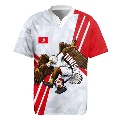 Personalized Tunisia Soccer Rugby Jersey Tunisia Flag Eagle Football Mascot