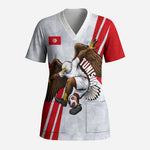 Personalized Tunisia Soccer Scrub Top Tunisia Flag Eagle Football Mascot