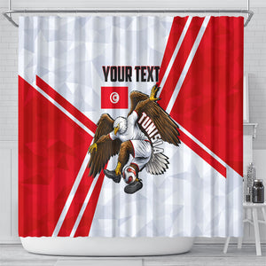 Personalized Tunisia Soccer Shower Curtain Tunisia Flag Eagle Football Mascot