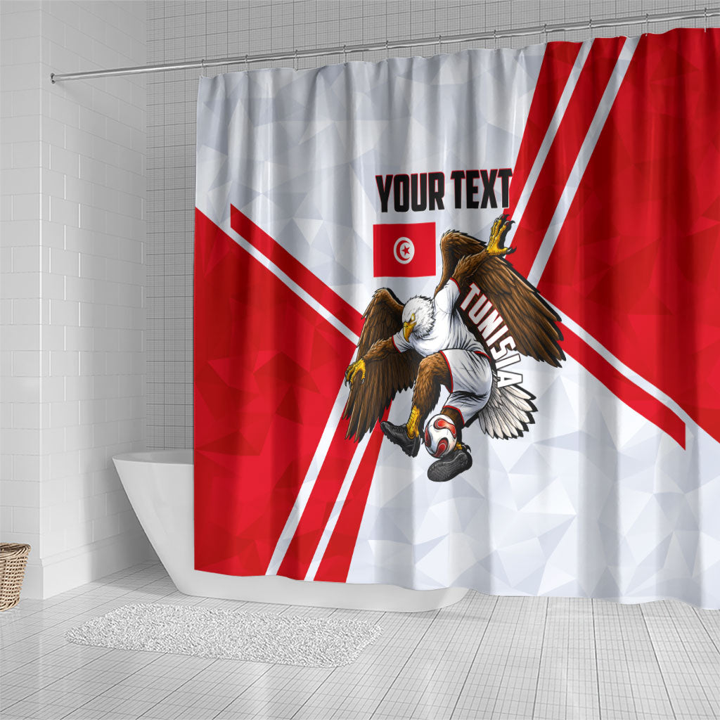Personalized Tunisia Soccer Shower Curtain Tunisia Flag Eagle Football Mascot