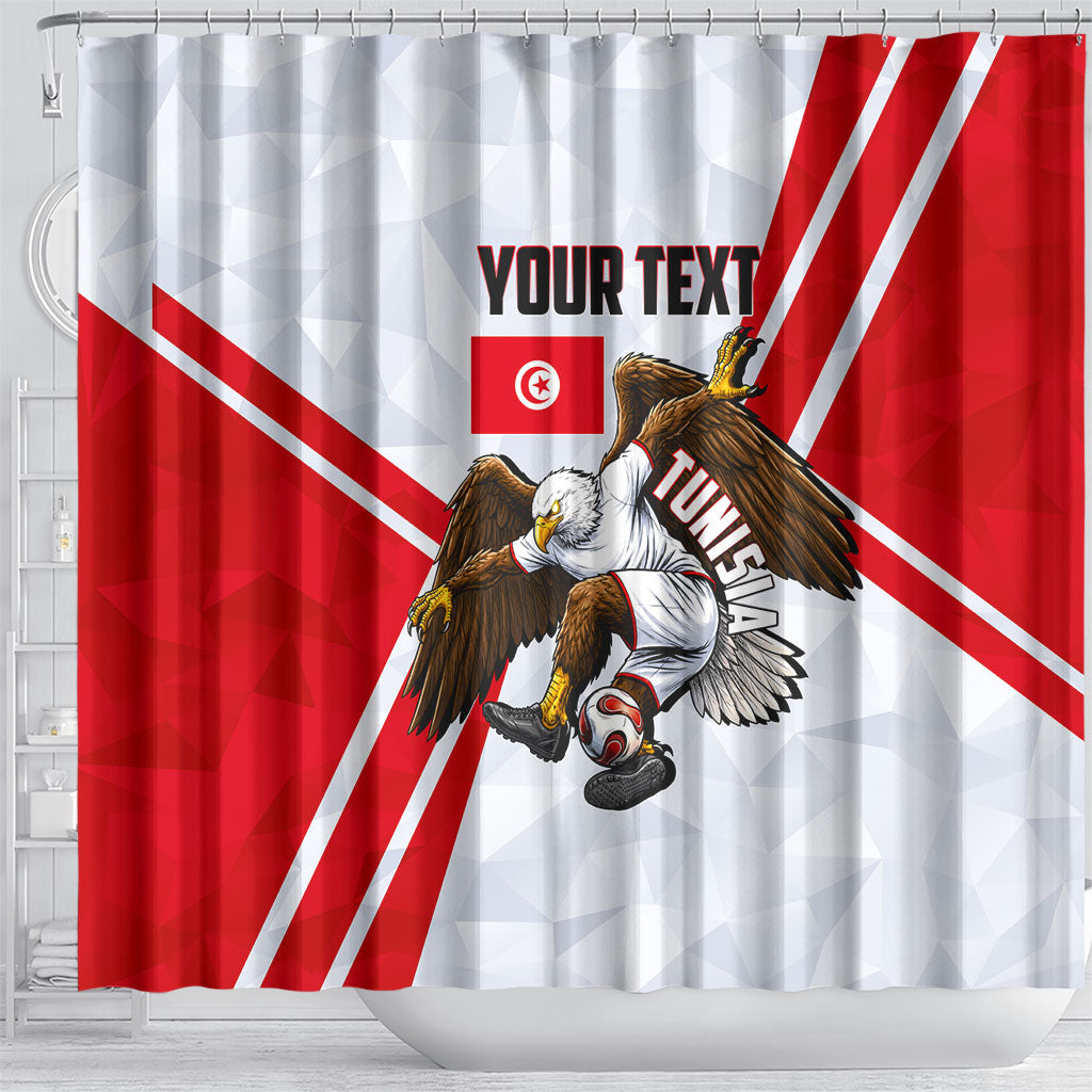 Personalized Tunisia Soccer Shower Curtain Tunisia Flag Eagle Football Mascot