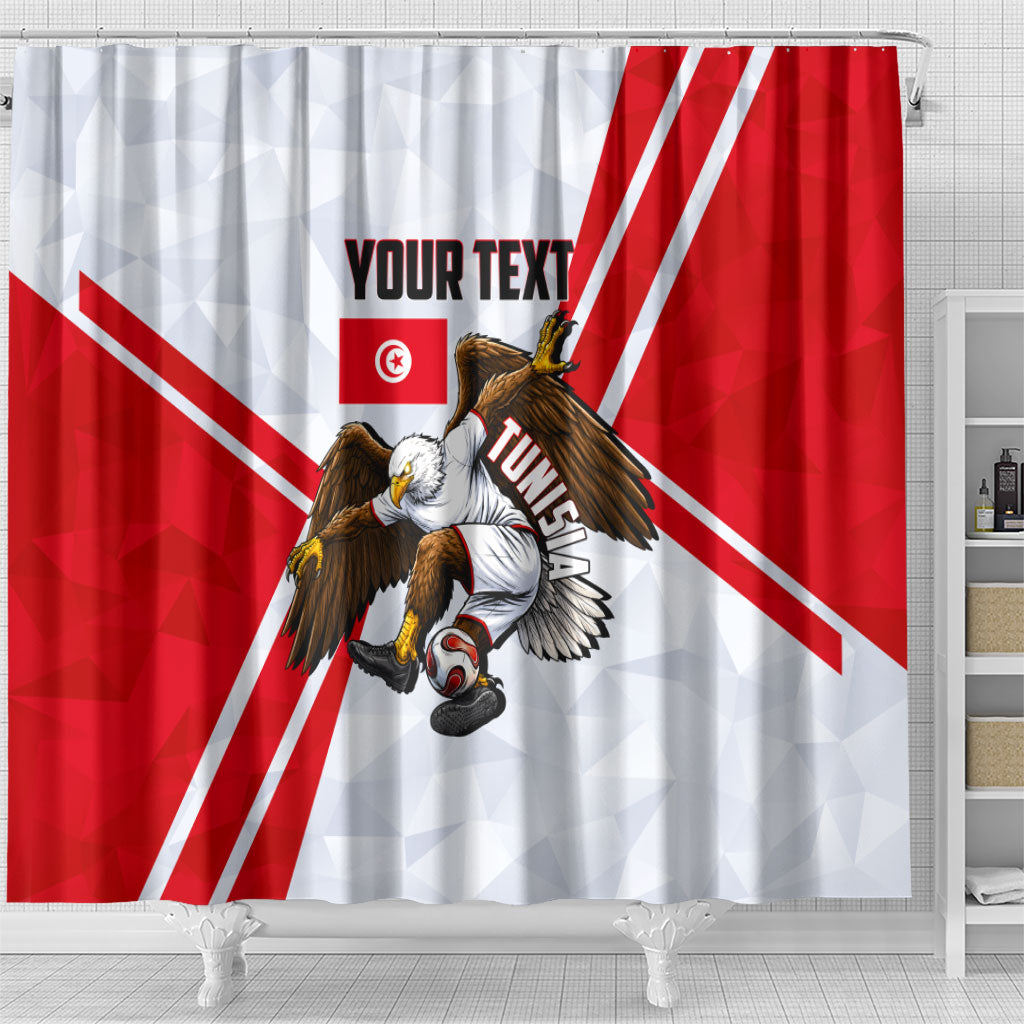 Personalized Tunisia Soccer Shower Curtain Tunisia Flag Eagle Football Mascot