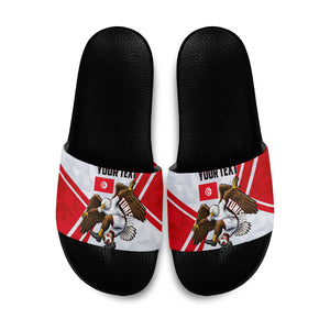 Personalized Tunisia Soccer Slide Sandals Tunisia Flag Eagle Football Mascot