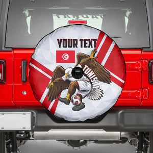 Personalized Tunisia Soccer Spare Tire Cover Tunisia Flag Eagle Football Mascot