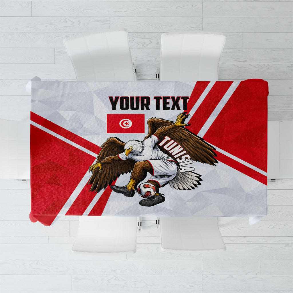Personalized Tunisia Soccer Tablecloth Tunisia Flag Eagle Football Mascot