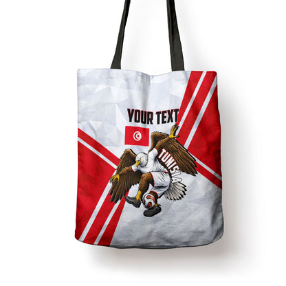 Personalized Tunisia Soccer Tote Bag Tunisia Flag Eagle Football Mascot