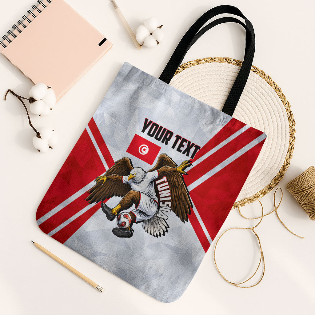Personalized Tunisia Soccer Tote Bag Tunisia Flag Eagle Football Mascot