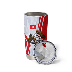 Personalized Tunisia Soccer Tumbler Cup Tunisia Flag Eagle Football Mascot