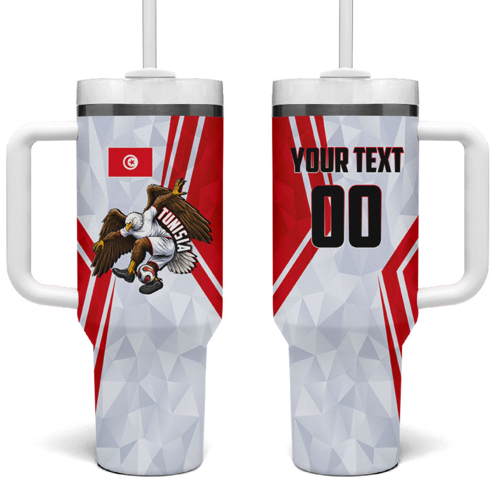 Personalized Tunisia Soccer Tumbler With Handle Tunisia Flag Eagle Football Mascot