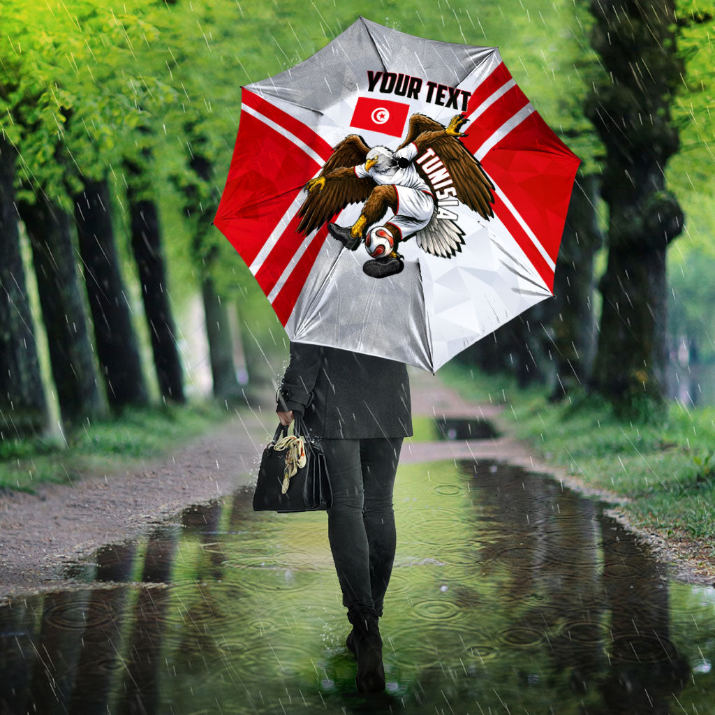 Personalized Tunisia Soccer Umbrella Tunisia Flag Eagle Football Mascot