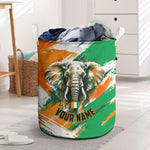 Personalized Ivory Coast Football Laundry Basket Elephant Football Splatter Art