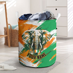 Personalized Ivory Coast Football Laundry Basket Elephant Football Splatter Art