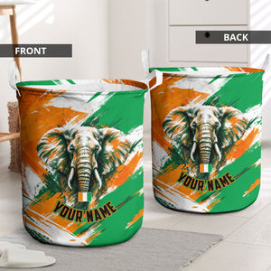 Personalized Ivory Coast Football Laundry Basket Elephant Football Splatter Art