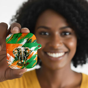 Personalized Ivory Coast Football AirPods Case Elephant Football Splatter Art