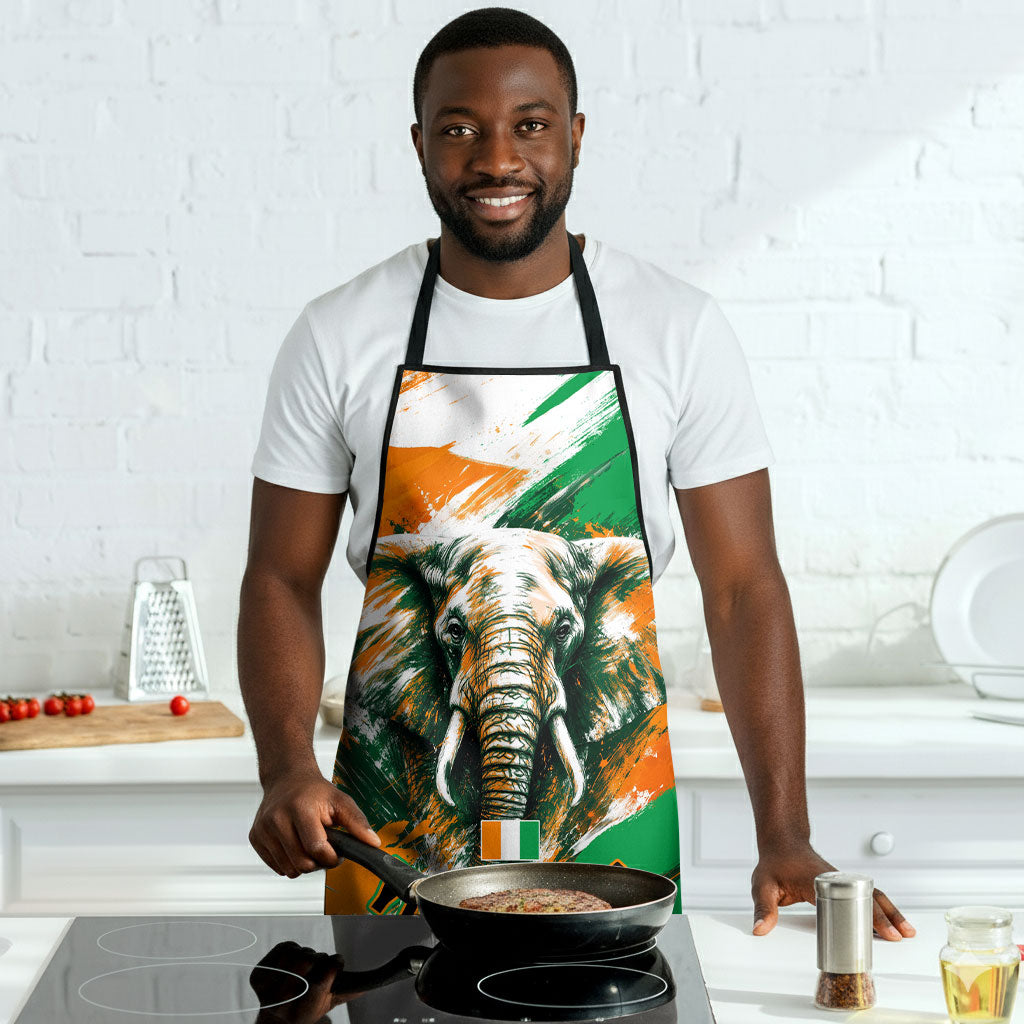 Personalized Ivory Coast Football Apron Elephant Football Splatter Art