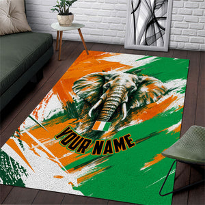 Personalized Ivory Coast Football Area Rug Elephant Football Splatter Art