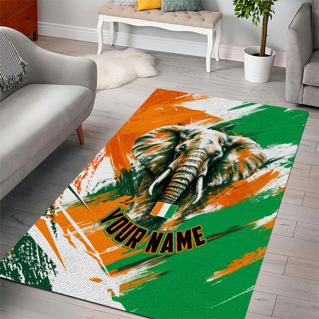 Personalized Ivory Coast Football Area Rug Elephant Football Splatter Art