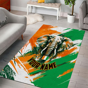 Personalized Ivory Coast Football Area Rug Elephant Football Splatter Art