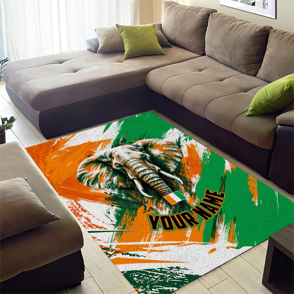 Personalized Ivory Coast Football Area Rug Elephant Football Splatter Art