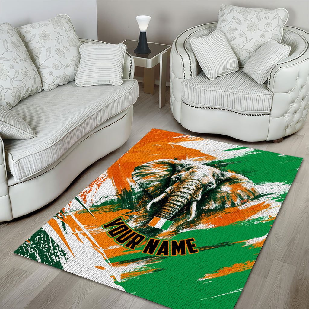Personalized Ivory Coast Football Area Rug Elephant Football Splatter Art