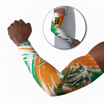 Personalized Ivory Coast Football Arm Sleeves Elephant Football Splatter Art