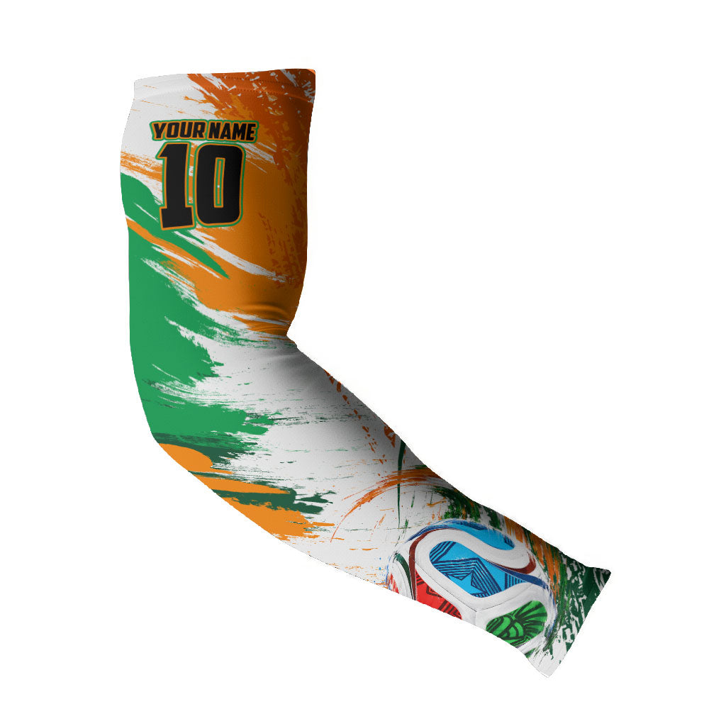 Personalized Ivory Coast Football Arm Sleeves Elephant Football Splatter Art