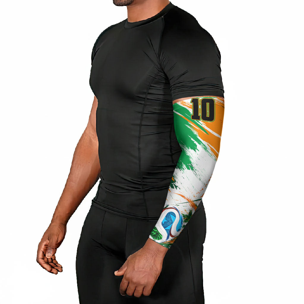 Personalized Ivory Coast Football Arm Sleeves Elephant Football Splatter Art