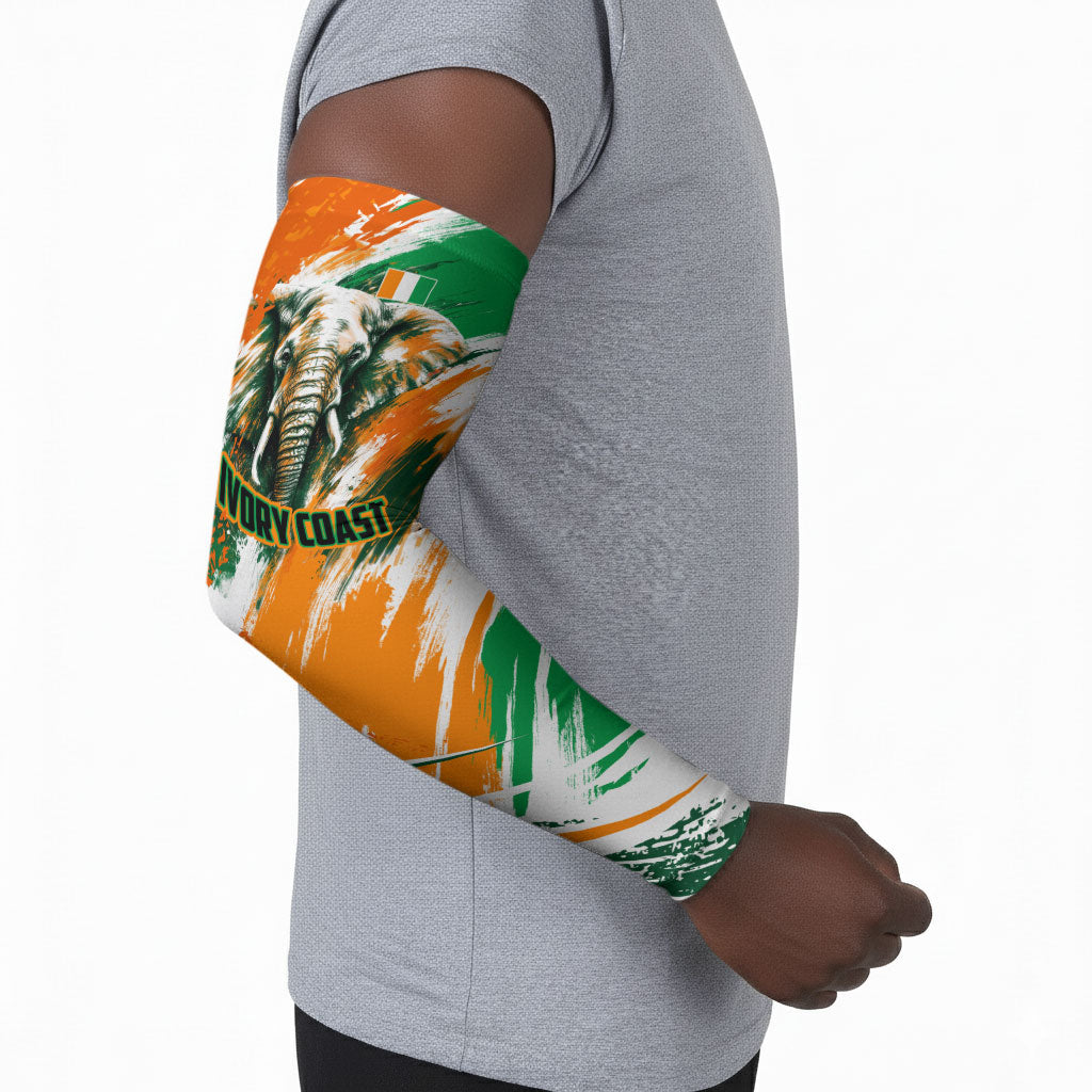 Personalized Ivory Coast Football Arm Sleeves Elephant Football Splatter Art