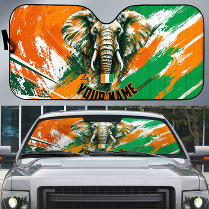Personalized Ivory Coast Football Auto Sun Shade Elephant Football Splatter Art