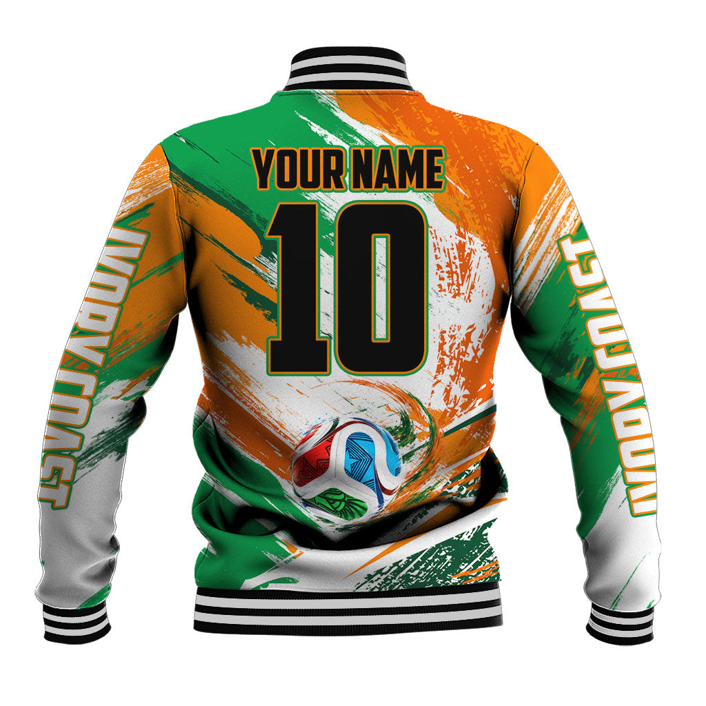 Personalized Ivory Coast Football Baseball Jacket Elephant Football Splatter Art