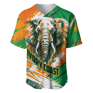 Personalized Ivory Coast Football Baseball Jersey Elephant Football Splatter Art