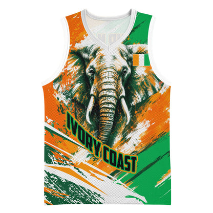 Personalized Ivory Coast Football Basketball Jersey Elephant Football Splatter Art