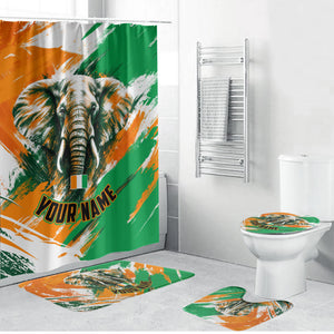 Personalized Ivory Coast Football Bathroom Set Elephant Football Splatter Art