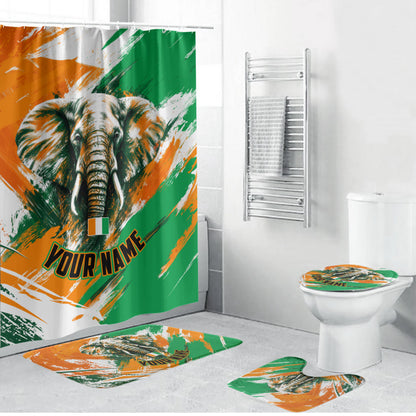 Personalized Ivory Coast Football Bathroom Set Elephant Football Splatter Art