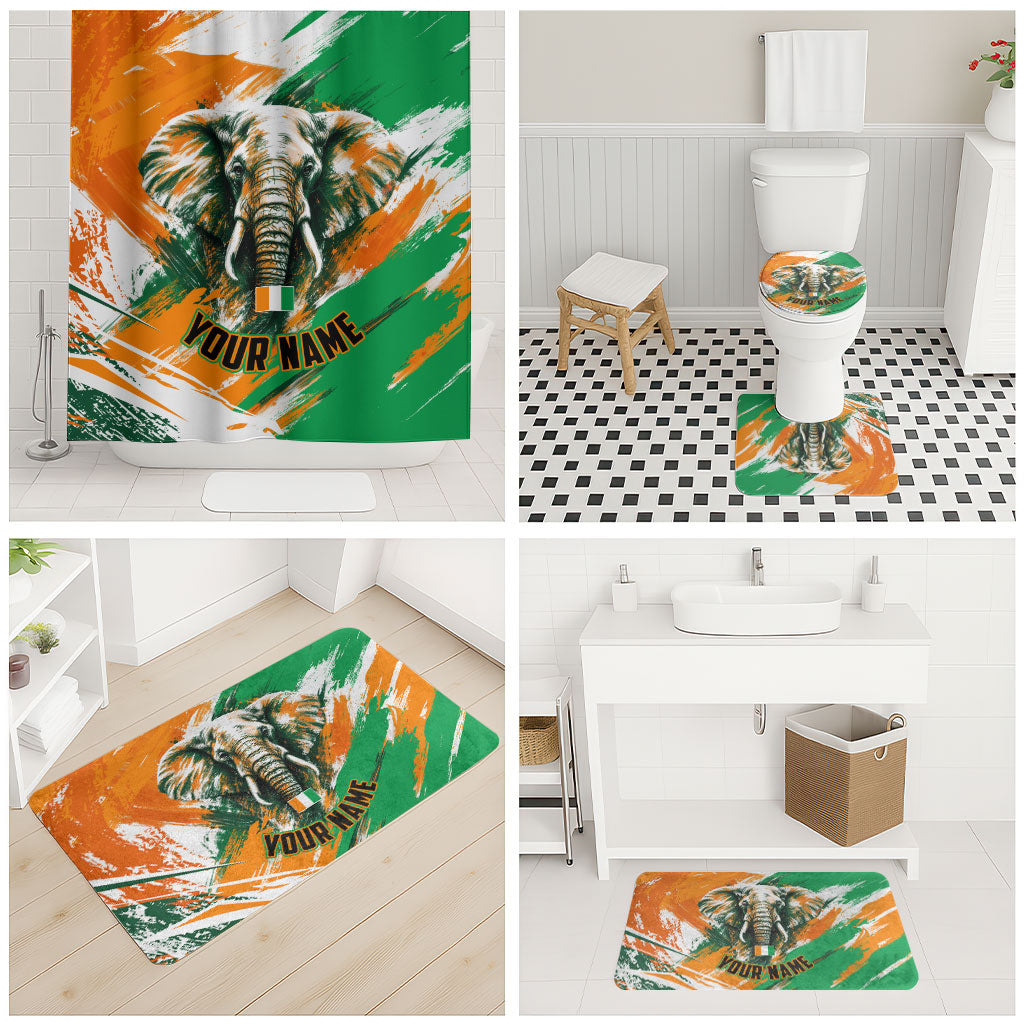 Personalized Ivory Coast Football Bathroom Set Elephant Football Splatter Art