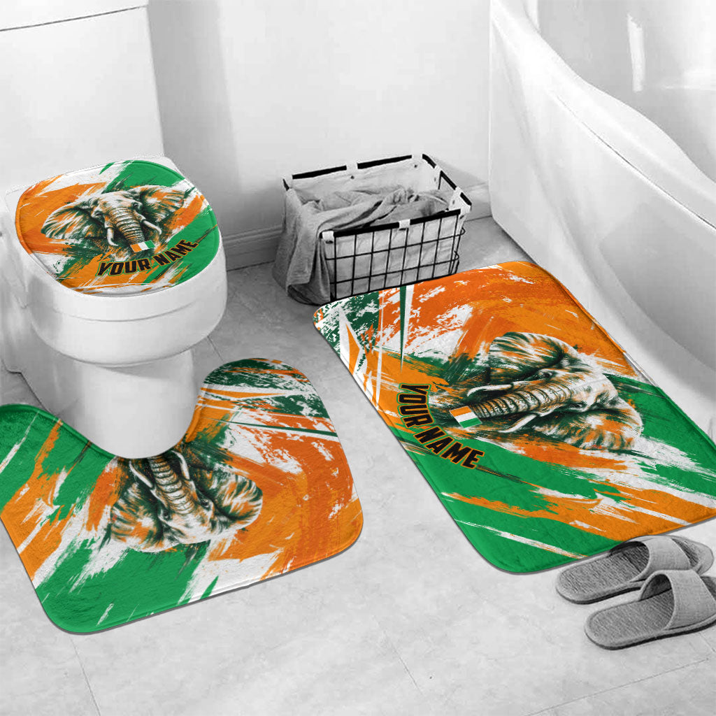 Personalized Ivory Coast Football Bathroom Set Elephant Football Splatter Art