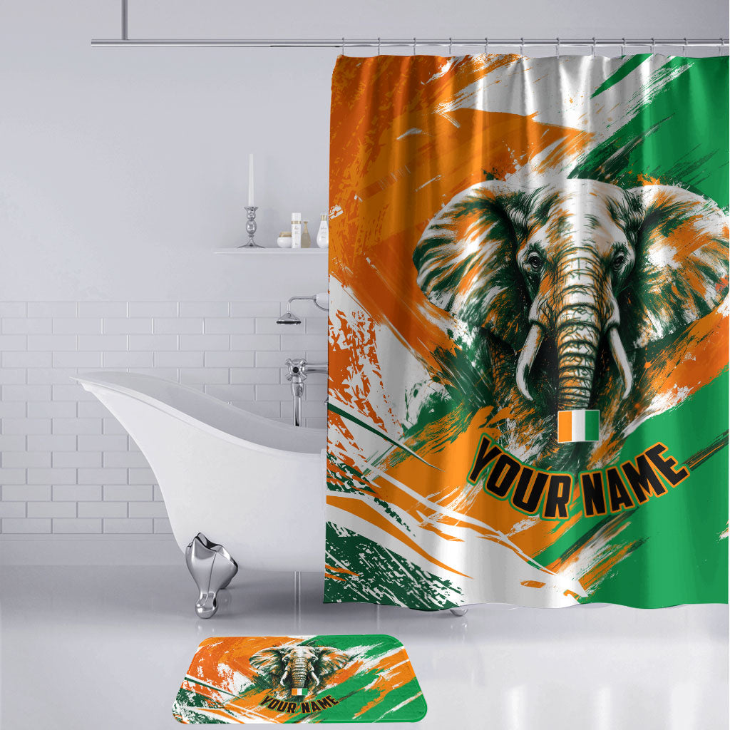 Personalized Ivory Coast Football Bathroom Set Elephant Football Splatter Art