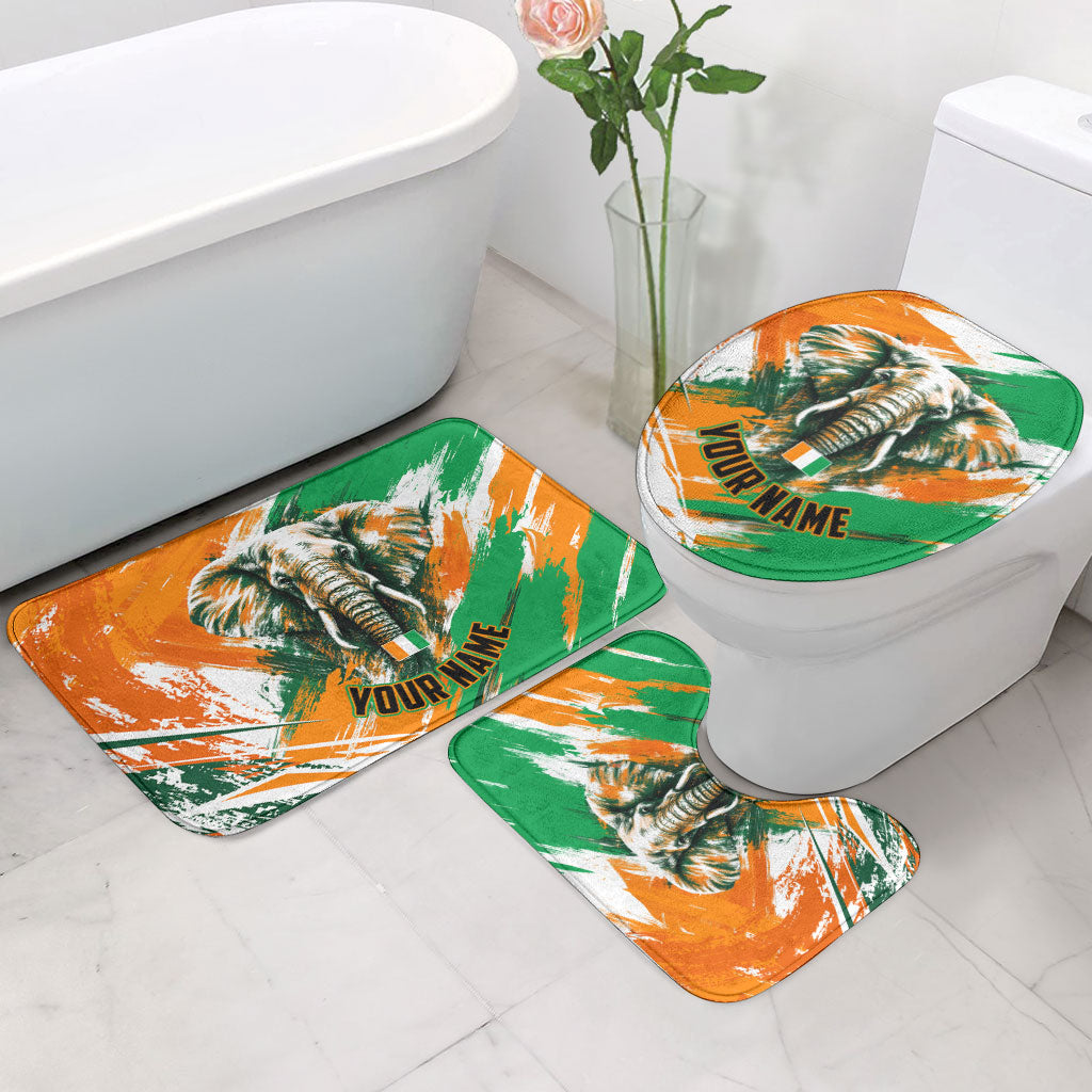 Personalized Ivory Coast Football Bathroom Set Elephant Football Splatter Art