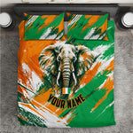 Personalized Ivory Coast Football Bedding Set Elephant Football Splatter Art