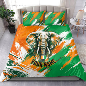 Personalized Ivory Coast Football Bedding Set Elephant Football Splatter Art