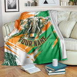 Personalized Ivory Coast Football Blanket Elephant Football Splatter Art