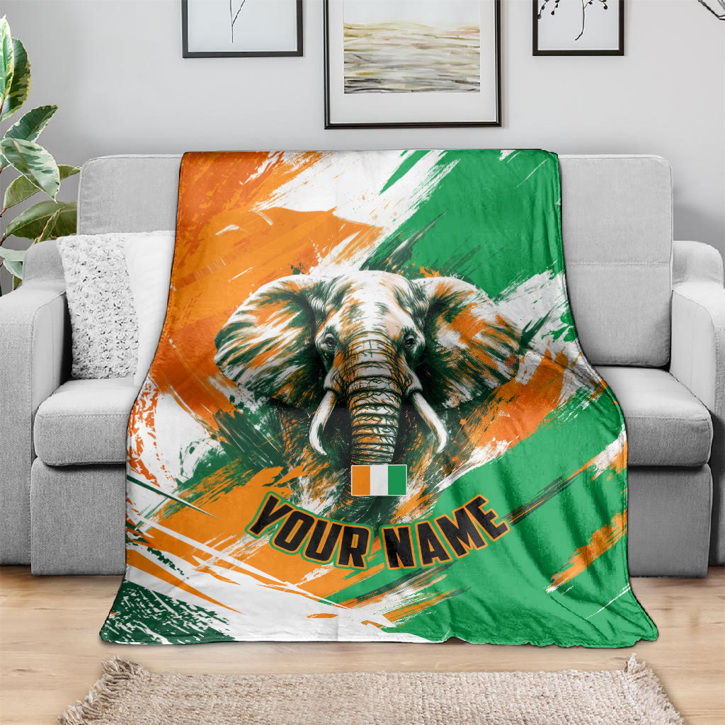 Personalized Ivory Coast Football Blanket Elephant Football Splatter Art