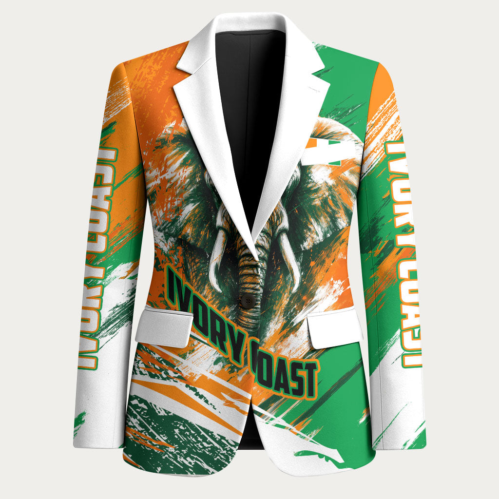 Personalized Ivory Coast Football Blazer Elephant Football Splatter Art