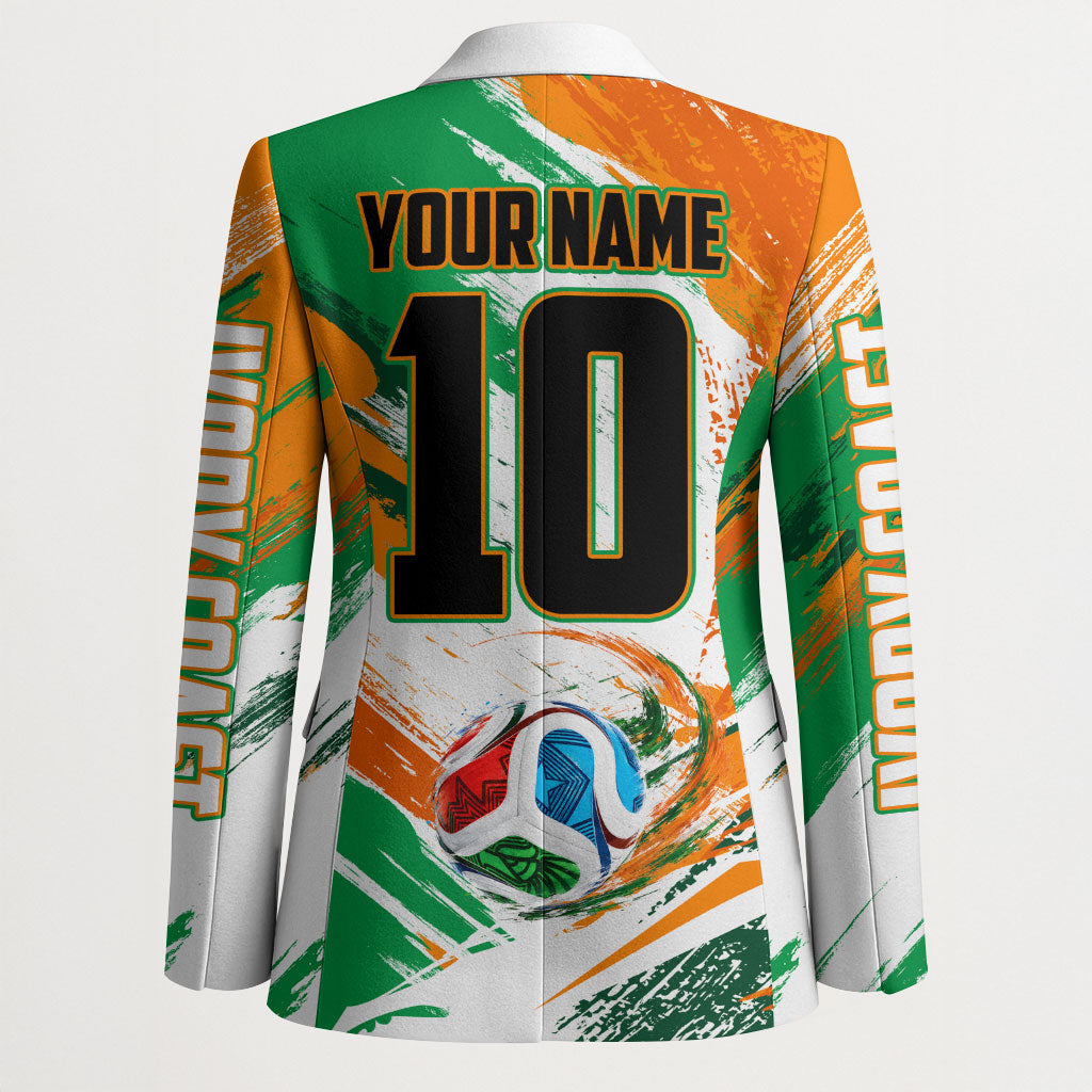 Personalized Ivory Coast Football Blazer Elephant Football Splatter Art