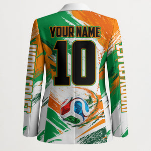Personalized Ivory Coast Football Blazer Elephant Football Splatter Art