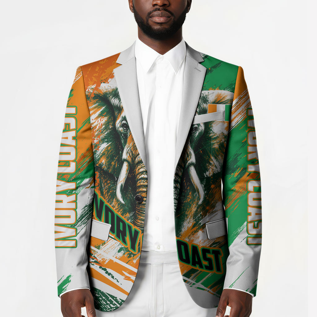 Personalized Ivory Coast Football Blazer Elephant Football Splatter Art