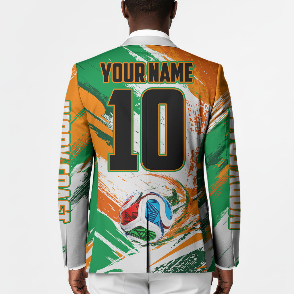 Personalized Ivory Coast Football Blazer Elephant Football Splatter Art