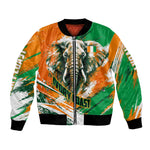 Personalized Ivory Coast Football Bomber Jacket Elephant Football Splatter Art