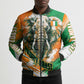 Personalized Ivory Coast Football Bomber Puffer Jacket Elephant Football Splatter Art
